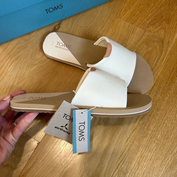 TOMS White Repreve Jersey Slide Sandals - Picture 3 of 6